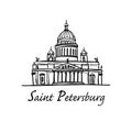 Saint Isaac`s Cathedral of Saint Petersburg landmark, Russia. Vector illustration