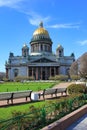 Saint Isaac`s Cathedral scenic summer day view in Saint Petersburg, Russia.