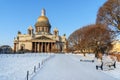 Saint Isaac`s Cathedral in winter. Saint Petersburg. Russia Royalty Free Stock Photo