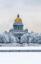 Saint Isaac`s Cathedral in winter, Saint Petersburg, Russia Royalty Free Stock Photo
