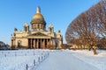 Saint Isaac`s Cathedral in winter. Saint Petersburg. Russia Royalty Free Stock Photo