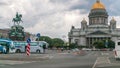 Saint Isaac's Cathedral and the Monument to Emperor Nicholas I timelapse, St. Petersburg, Russia