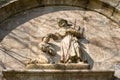 Saint James baptizing Lupa Queen scene stone bas-relief Royalty Free Stock Photo