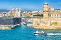 Saint Jean Castle and Cathedral de la Major in Marseille, France Royalty Free Stock Photo