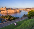 Saint Jean Castle and Cathedral de la Major and the Vieux port i Royalty Free Stock Photo