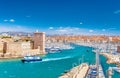 Saint Jean Castle and Cathedral de la Major and the Vieux port in Marseille, France Royalty Free Stock Photo