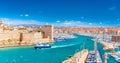 Saint Jean Castle and Cathedral de la Major and the Vieux port in Marseille, France Royalty Free Stock Photo