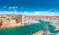 Saint Jean Castle and Cathedral de la Major and the Vieux port in Marseille, France Royalty Free Stock Photo