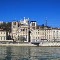 Saint Jean cathedral, next to the Saone river Royalty Free Stock Photo