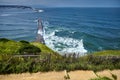 Saint Jean de Luz, France. Basque country. City views Ciboure and Castle and port of Socoa. Green grass on the hill and ocean