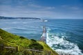 Saint Jean de Luz, France. Basque country. City views Ciboure and Castle and port of Socoa. Green grass on the hill and ocean