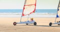 Trainer gives a lesson of sand yachting