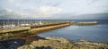 Sunrise quay of Saint-Jean Port joli with the St-Lawrence seaway