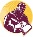 Saint Jerome Writing Scroll Retro Woodcut Royalty Free Stock Photo