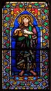 Saint John the Baptist, stained glass window in the Basilica di Santa Croce in Florence Royalty Free Stock Photo
