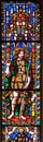 Saint John the Baptist, stained glass window in the Basilica di Santa Croce in Florence Royalty Free Stock Photo