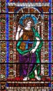 Saint John the Baptist stained glass window in Santa Maria Novella church in Florence, Italy Royalty Free Stock Photo