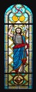 Saint John the Baptist, stained glass window in the Shrine of the Our Lady Queen of Peace in Hrasno, Bosnia and Herzegovina Royalty Free Stock Photo