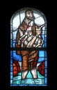 Saint John the baptist, stained glass window in St. James church in Hohenberg, Germany Royalty Free Stock Photo