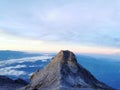 Saint John Peak at Mount Kinabalu at the height of 4091m above sea level and also notable with a face like creature. Royalty Free Stock Photo