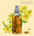 Saint Johns wort flowers and sprayer