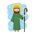 Saint joseph cartoon with stick . vector