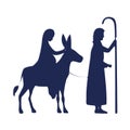 Saint joseph and mary virgin in mule manger characters