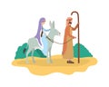 Saint joseph and mary virgin in mule manger characters