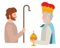 Saint joseph with wise king character Royalty Free Stock Photo