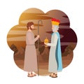 Saint joseph with wise king character Royalty Free Stock Photo