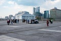 Saint Josse, Brussels Business District, Belgium - Dance rehearsal of teenage girls of mixed races at the administrative esplanade