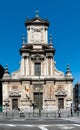 Saint- Josse, Brussels Capital Region - Belgium - The baroque facade of the Saint Josse catholic church and square