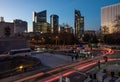 Saint Josse, Brussels Capital Region, Belgium - The business district Pacheco at the Botanique Boulevard with light trails during