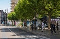Saint - Josse, Brussels Capital Region - Belgium - People waiting at the Saint Josse bus stop
