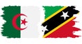 Saint Kitts and Nevis and Algeria grunge flags connection vector