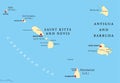 Saint Kitts, Nevis, Antigua, Barbuda and Montserrat political map