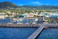 Saint Kitts and Nevis Basseterre scenic panoramic shoreline from cruise ship on Caribbean vacation