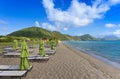 Saint Kitts and Nevis, Basseterre scenic and serene Carambola Beach and ocean shore