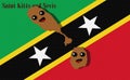 The map of Saint Kitts and Nevis and the Saint Kitts and Nevis flag Background