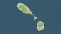 Saint Kitts and Nevis highlighted. Topo standard