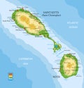 Saint Kitts and Nevis highly detailed physical map