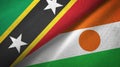 Saint Kitts and Nevis and Niger two flags textile cloth, fabric texture