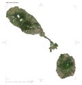 Saint Kitts and Nevis shape on white. High-res satellite