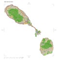 Saint Kitts and Nevis shape on white. Topo French