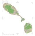 Saint Kitts and Nevis shape on white. Topo standard