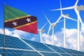 Saint Kitts and Nevis solar and wind energy, renewable energy concept with solar panels - renewable energy against global warming