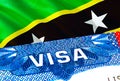 Saint Kitts and Nevis Visa. Travel to Saint Kitts and Nevis focusing on word VISA, 3D rendering. Saint Kitts and Nevis immigrate