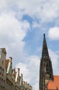 Saint Lamberti Church and Prinzipalmarkt with Typical Gabled Houses, MÃÂ¼nster, Germany Royalty Free Stock Photo