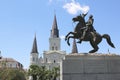 Saint Louis Cathedral and statue of Andrew Jackson Royalty Free Stock Photo