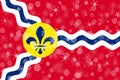 Saint Louis, Missouri winter snowflakes flag background. United States of America